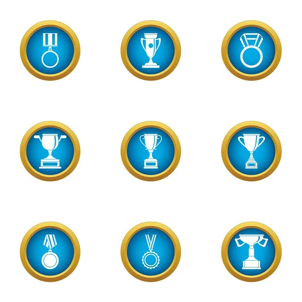 Conjunto de iconos de insignia honoraria, estilo plano — Vector de stock