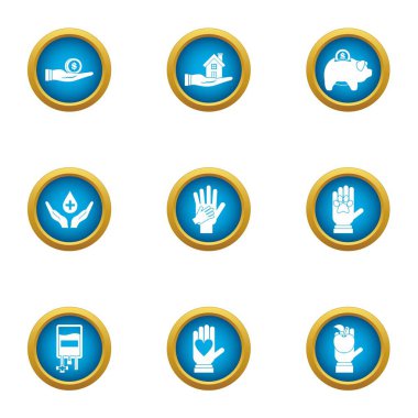 Katkı Icons set, düz stil