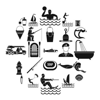 Su Icons set, basit tarzı