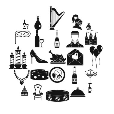 Ziyafet salonu Icons set, basit tarzı