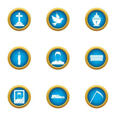 Kilise işareti simgeleri ayarla, stil düz