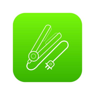 Saç düzleştirici yeşil simge vektör