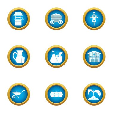 Market garden simgeler ayarla, stil düz