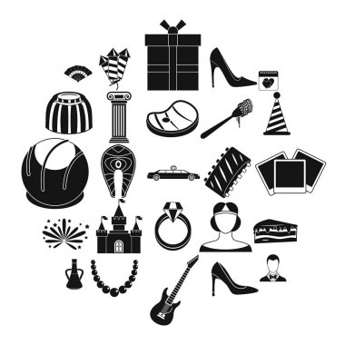 Icons set, basit tarzı ziyafet çekmek