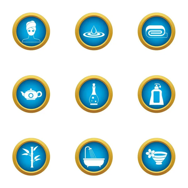 Society icons set, flat style — Stock Vector