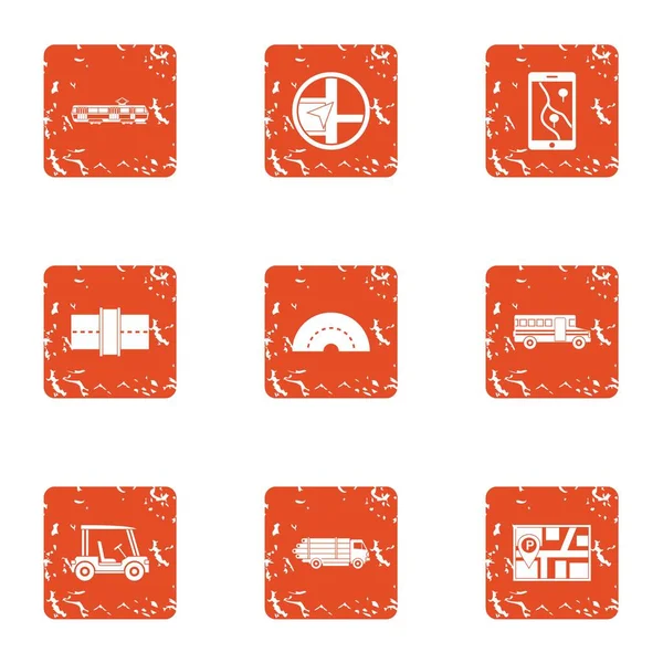 Escolta coche iconos conjunto, estilo grunge — Vector de stock