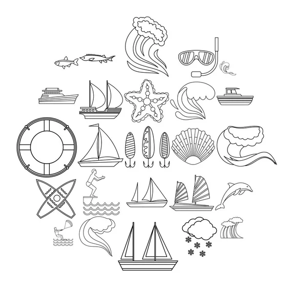 Water bewitched icons set, outline style