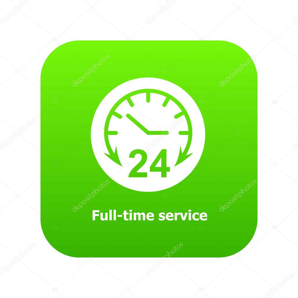 Full time service icon green vector