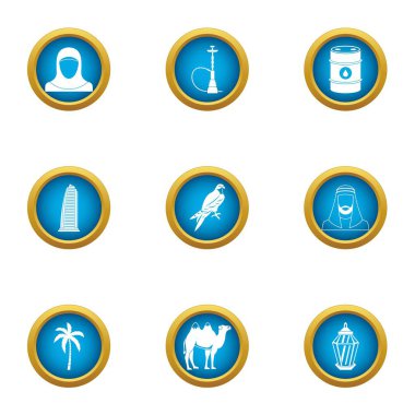 Irak Icons set, düz stil