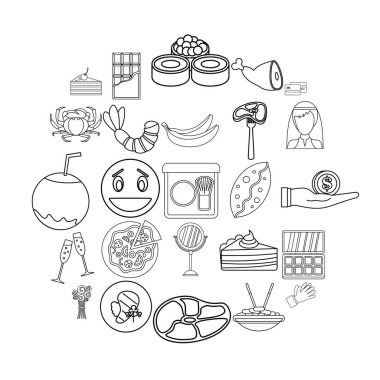 Icons set, anahat stili eğlendirmek