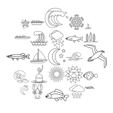 Sıvı Icons set, anahat stili