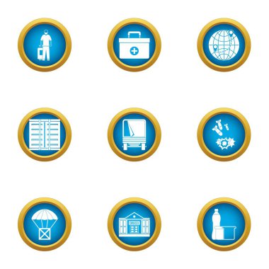 Dinleyici notu Icons set, düz stil