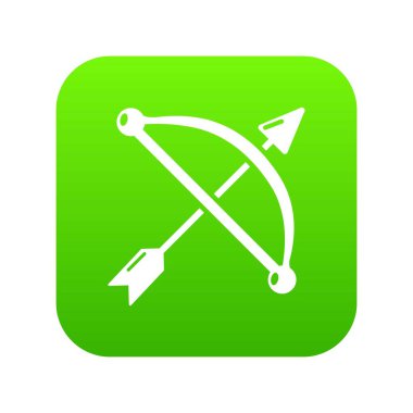 Ortaçağ yay ve ok yeşil simge vektör