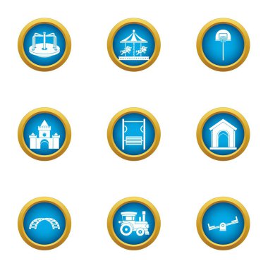 Saman mekan Icons set, düz stil