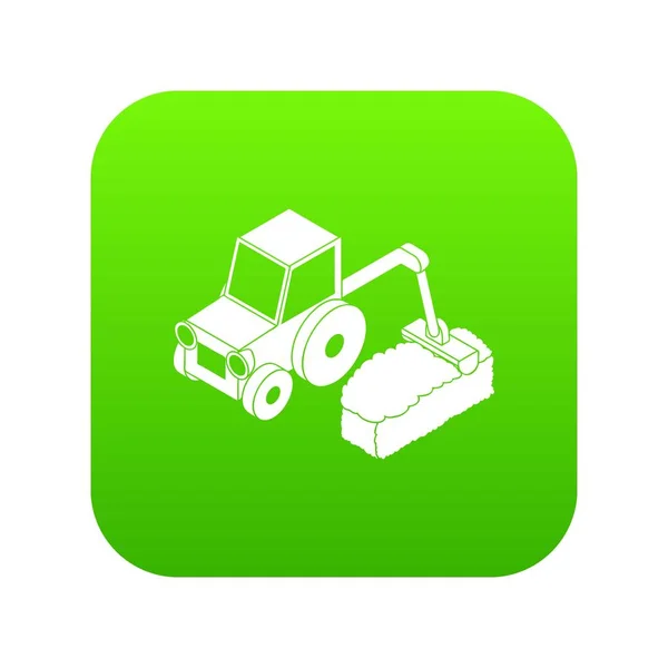 Road tractor icon green vector — Stock Vector