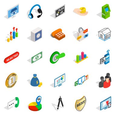 Başarılı çalışan Icons set, izometrik stili