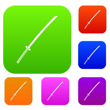 Japon katana renk koleksiyonu ayarla