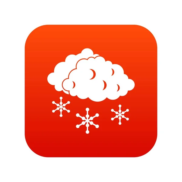 Wolken en sneeuw pictogram digitale rood — Stockvector