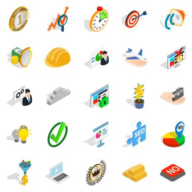 Sorun Icons set, izometrik stil çözümü