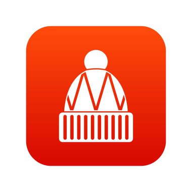 Kış şapka simgesi dijital kırmızı