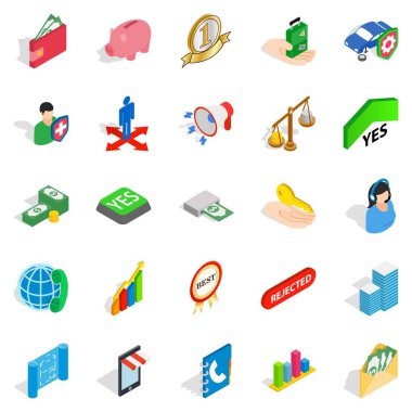 İflas Icons set, izometrik stili