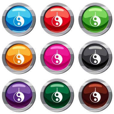 Yin Yang sembolü 9 koleksiyonu ayarla