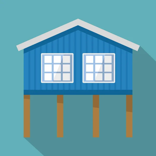 Stilt house icon, flat style — Stock Vector