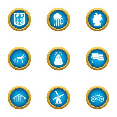 Teuton simgeler ayarla, stil düz