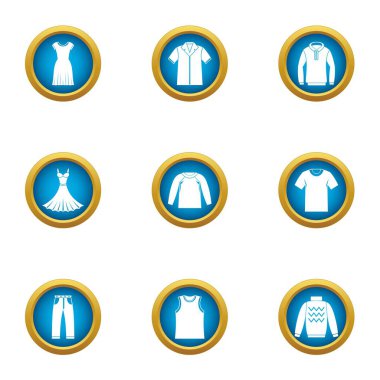 Işık giyim simgeler ayarla, stil düz