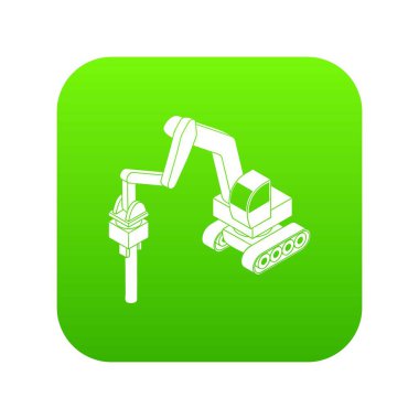 Orta matkap kamyon yeşil simge vektör