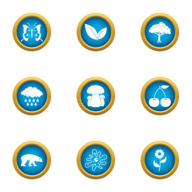 Vücut kimyası Icons set, düz stil