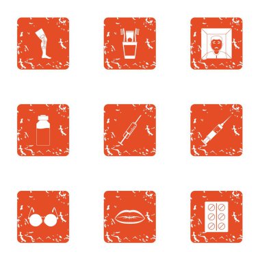 Uyuşturucu Icons set, grunge tarzı