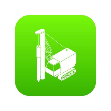 Delme makinesi yeşil simge vektör
