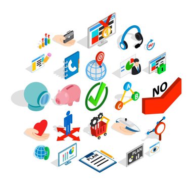 İnsan gücü Icons set, izometrik stili