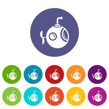 Yuvarlak bathyscaphe simgesi, basit tarzı.