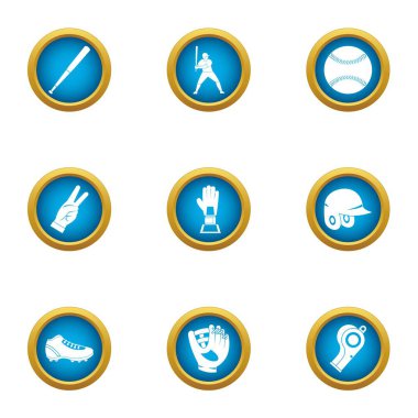 Beyzbol boncuk Icons set, düz stil