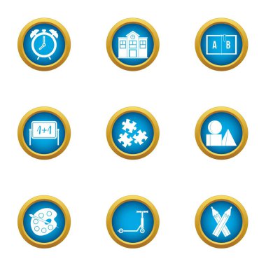 Erken geliştirme Icons set, düz stil