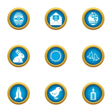 Gün din simgeler ayarla, stil düz