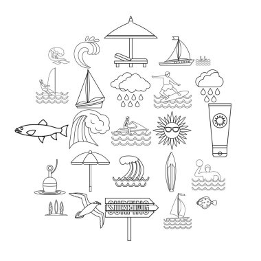 Neptün ötesi Icons set, anahat stili