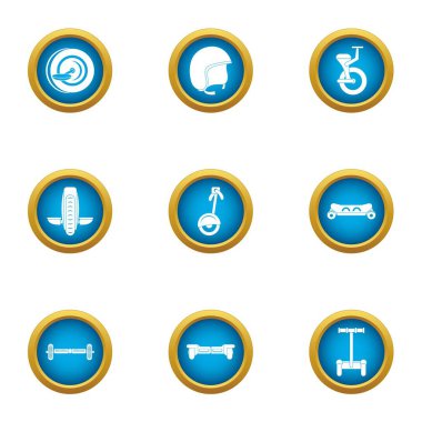 Çember hareketi Icons set, düz stil