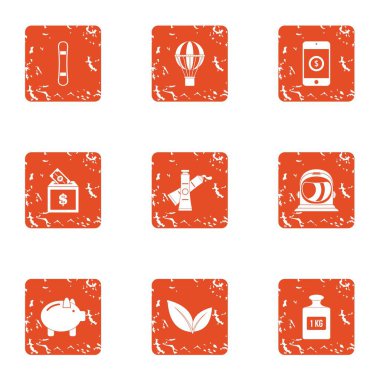 Refinance Icons set, grunge tarzı