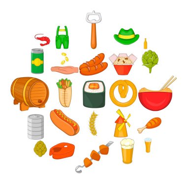 Kafe Icons set, karikatür tarzı dinlenmek