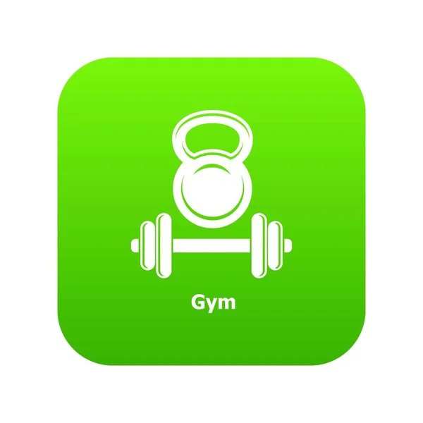 Gimnasio icono metall vector verde — Vector de stock