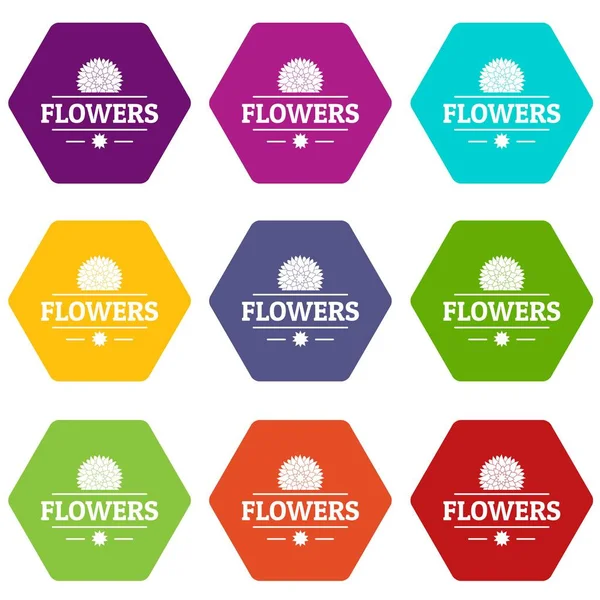 Flor de primavera iconos conjunto 9 vector — Vector de stock