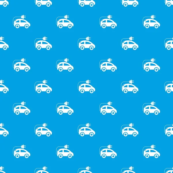 Modern electric car pattern vector seamless blue — Stock Vector