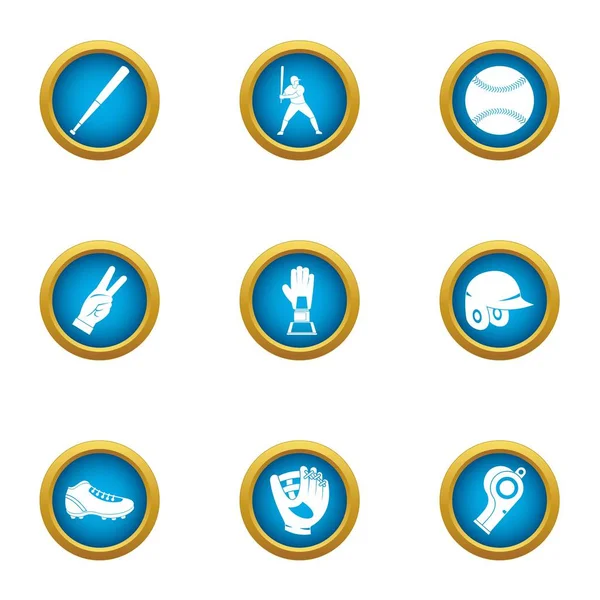 Set di icone di perle da baseball, in stile piatto — Vettoriale Stock