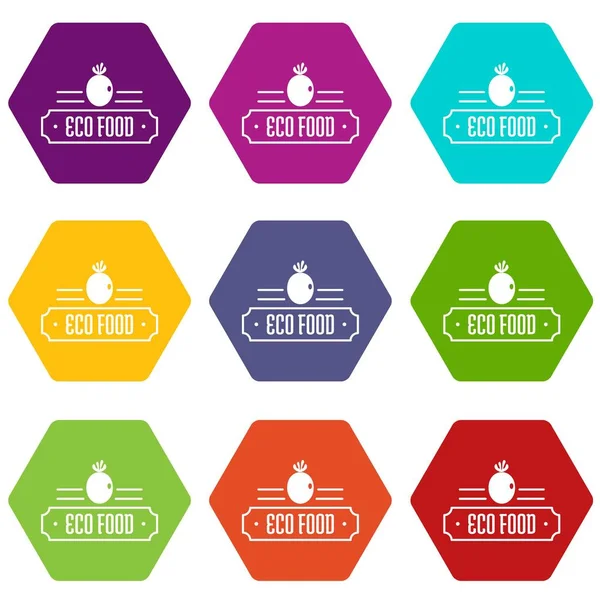 Set icone Eco food 9 vettori — Vettoriale Stock