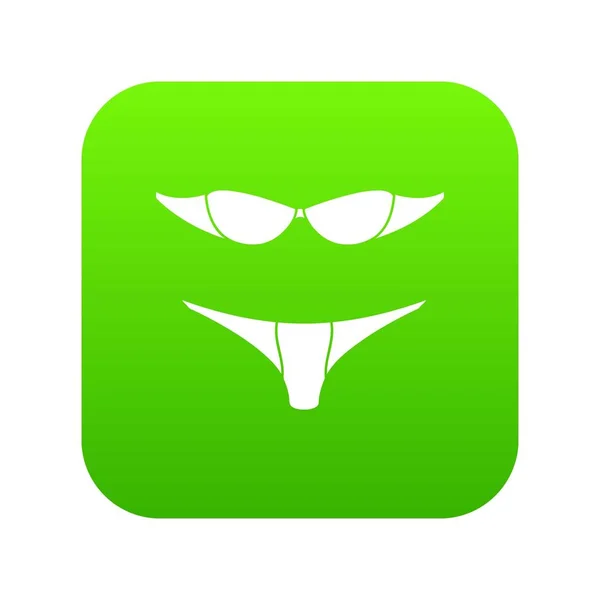 Bikini retro icono verde vector — Vector de stock