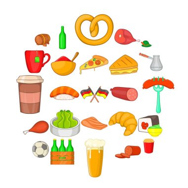 Alman bira Icons set, karikatür tarzı