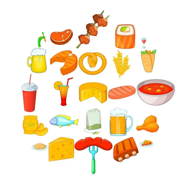 Picnic icons set, cartoon style — Stock Vector